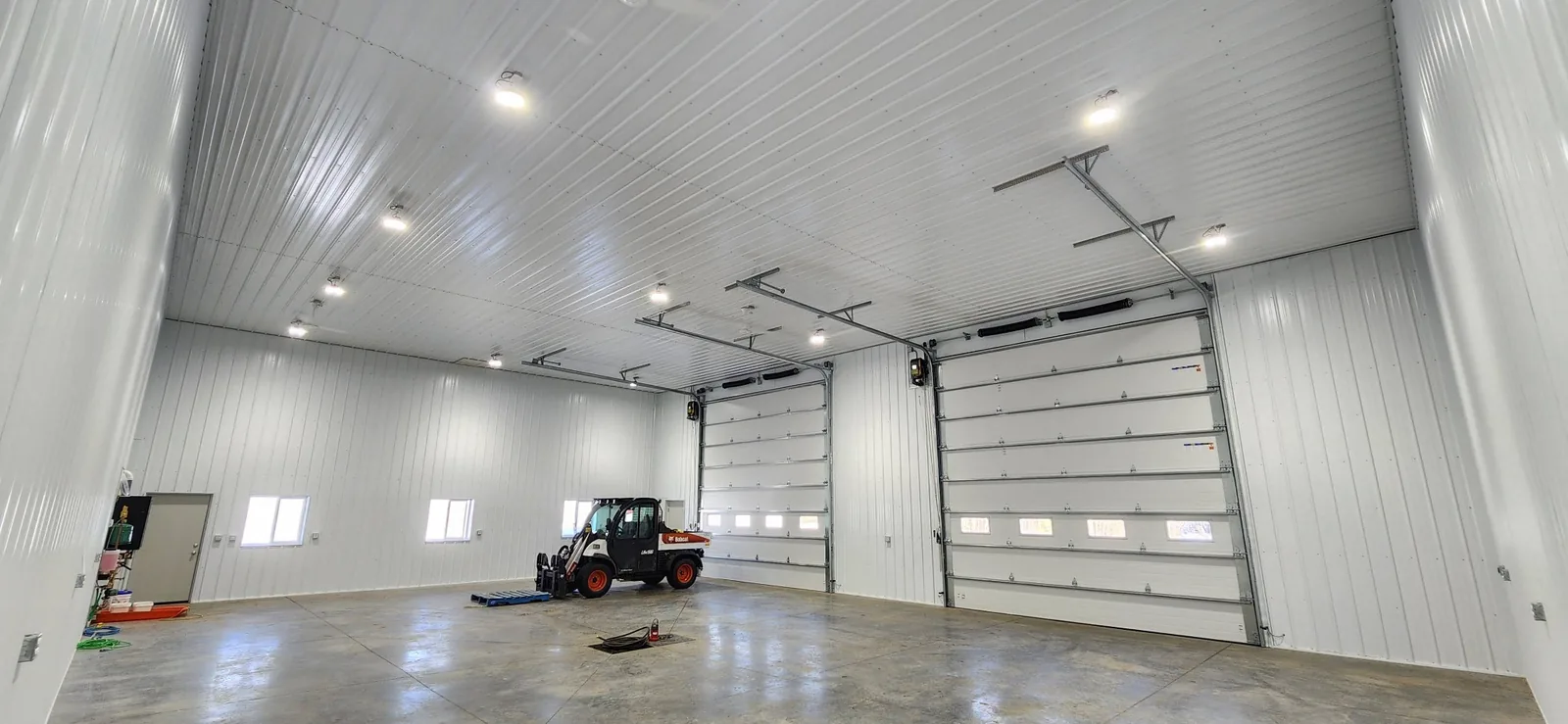 Bright completed shop interior with high-bay lighting